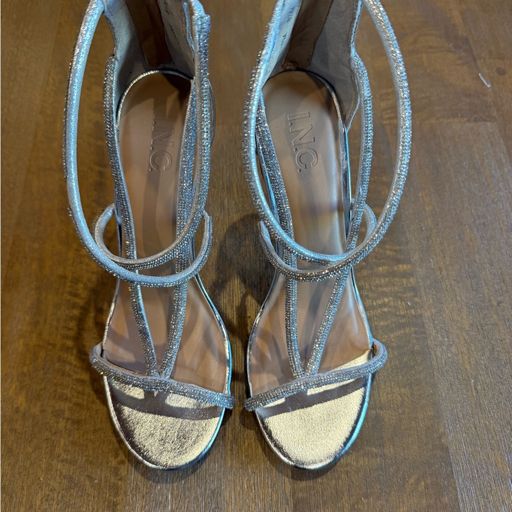 INC International Concepts Women's Silver Strappy Heels